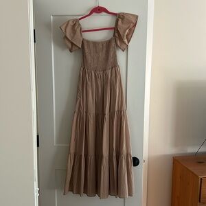 Petal and pup off the shoulder midi